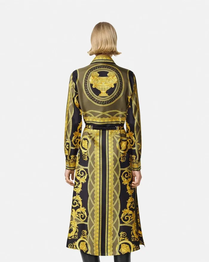 Versace La Coupe Des Dieux Silk Midi Shirt Dress Black Women Dresses