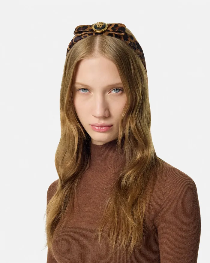 Versace Leopard Gianni Ribbon Headband Animalier Women Hair Accessories