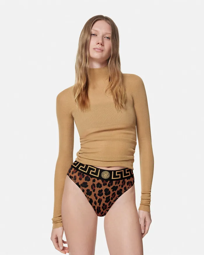 Versace Leopard Greca Briefs Animalier Women Bras and Briefs