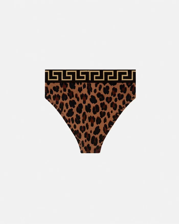 Versace Leopard Greca Briefs Animalier Women Bras and Briefs