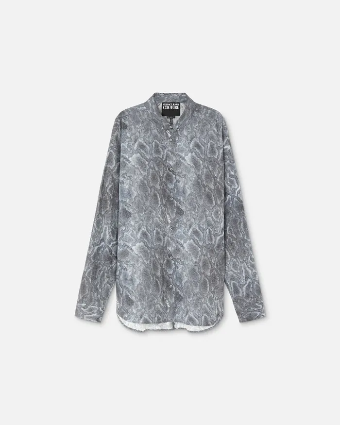 Versace Lizard Piercing RelaxedFit Shirt Whiteprint Men Jeans Couture