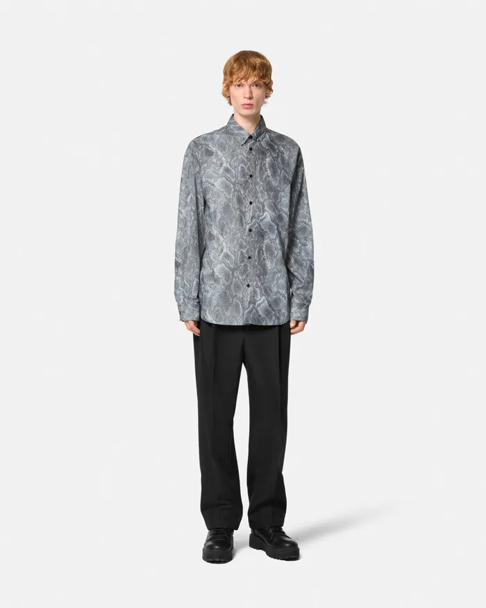 Versace Lizard Piercing RelaxedFit Shirt Whiteprint Men Jeans Couture