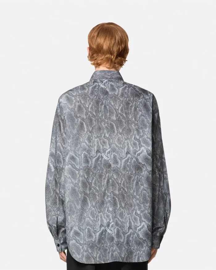 Versace Lizard Piercing RelaxedFit Shirt Whiteprint Men Jeans Couture