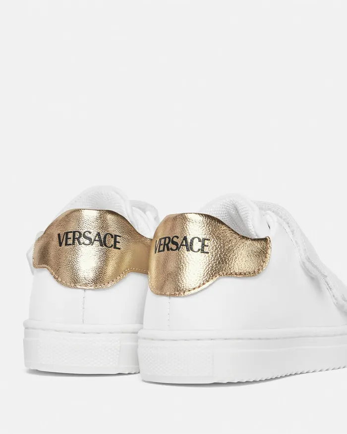 Versace Logo Baby Sneakers Whitegold Kids Shoes