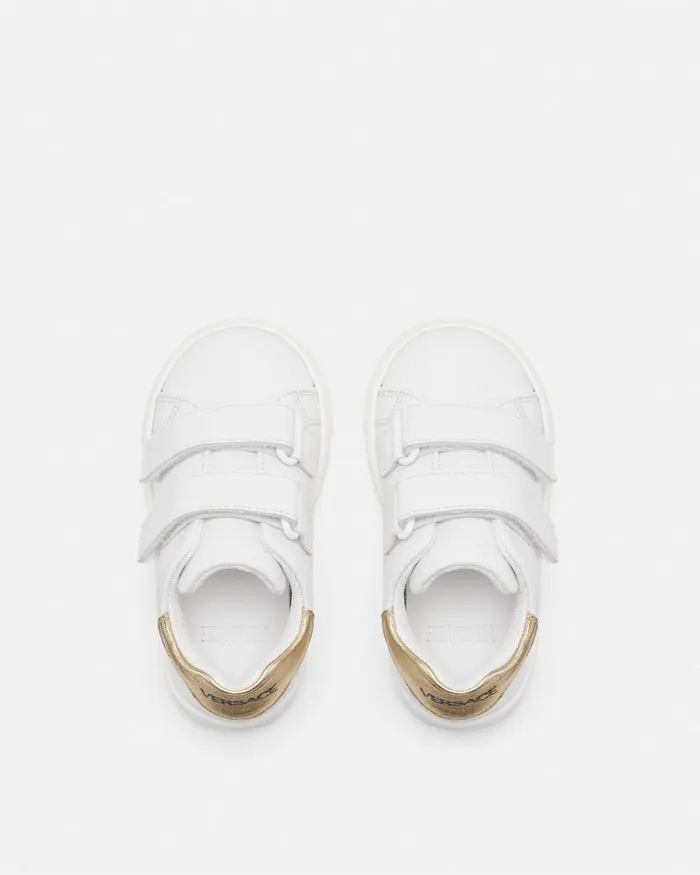 Versace Logo Baby Sneakers Whitegold Kids Shoes