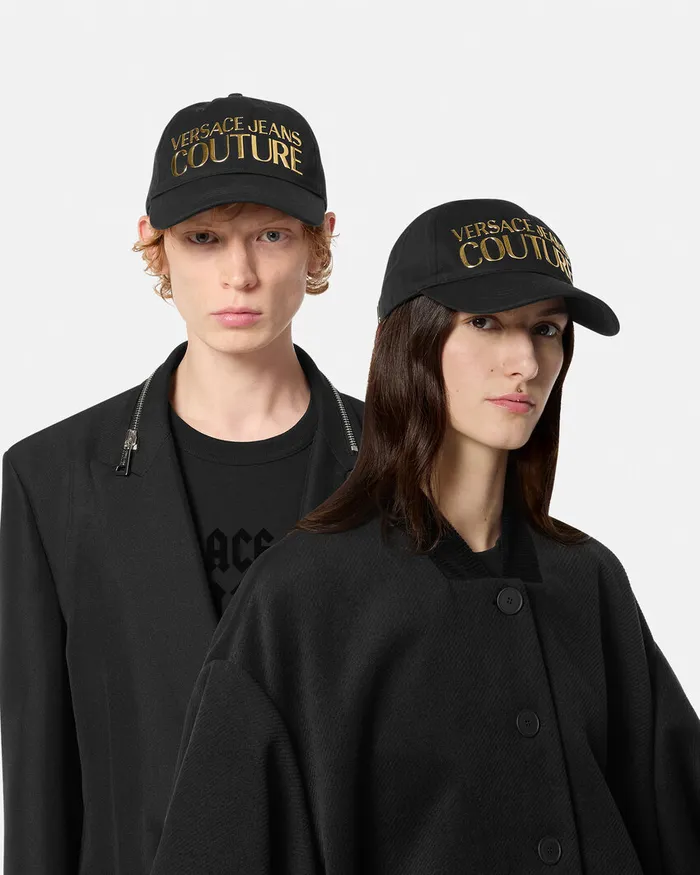 Versace Logo Baseball Cap Blackgold WomenMen Jeans Couture