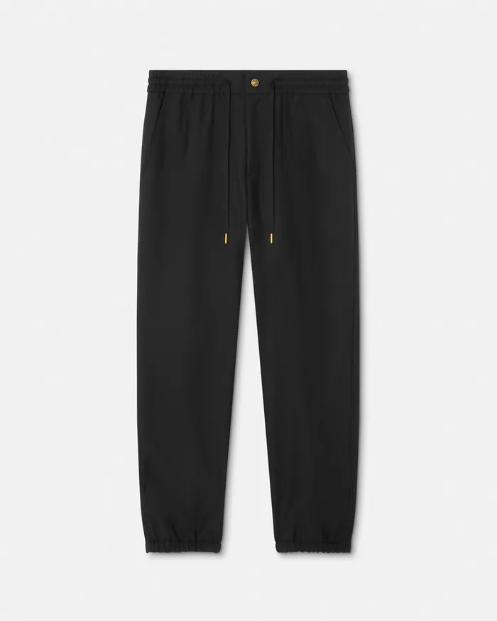 Versace Logo Drawstring Pants Blackprint Men Jeans Couture