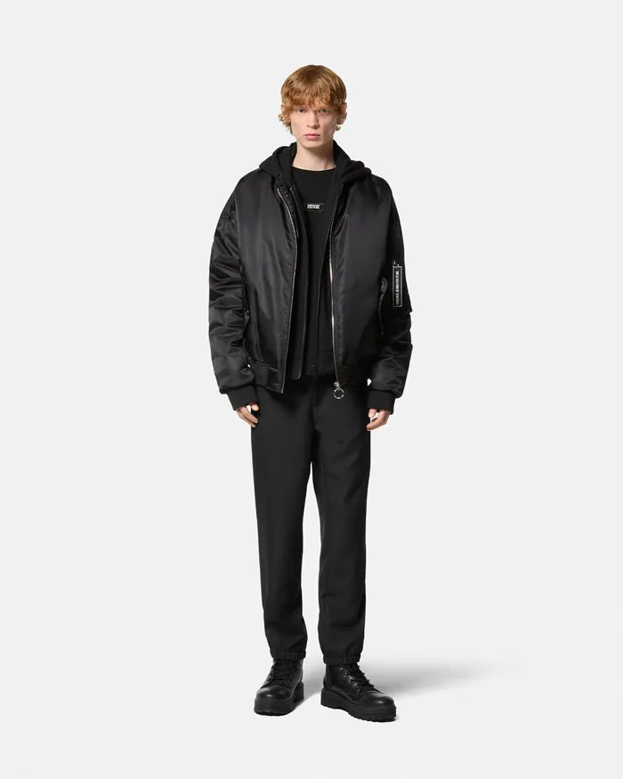 Versace Logo Drawstring Pants Blackprint Men Jeans Couture