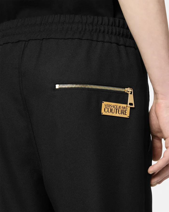 Versace Logo Drawstring Pants Blackprint Men Jeans Couture