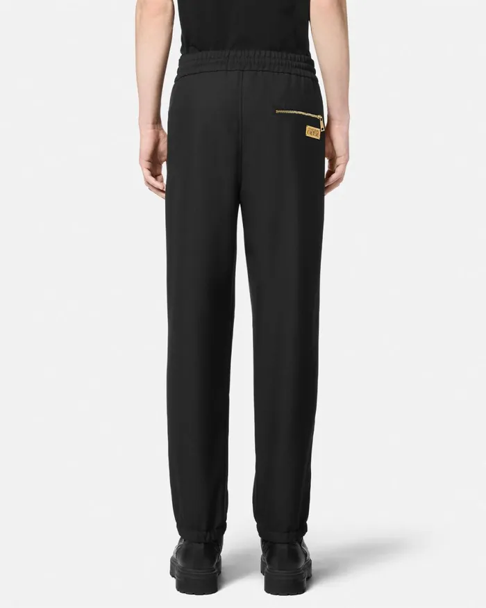 Versace Logo Drawstring Pants Blackprint Men Jeans Couture