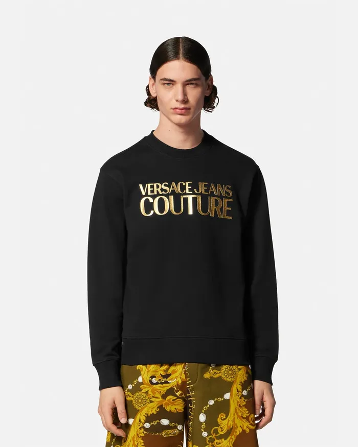Versace Logo Sweatshirt Blackgold Men Jeans Couture