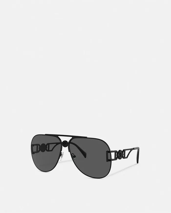 Versace Medusa 03995 Pilot Sunglasses Black WomenMen Sunglasses