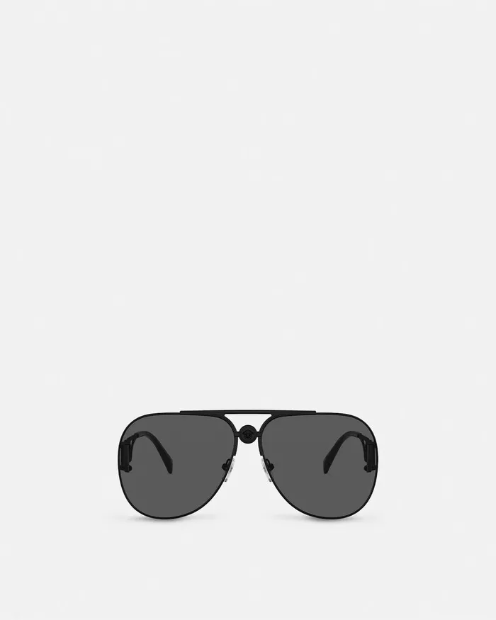 Versace Medusa 03995 Pilot Sunglasses Black WomenMen Sunglasses