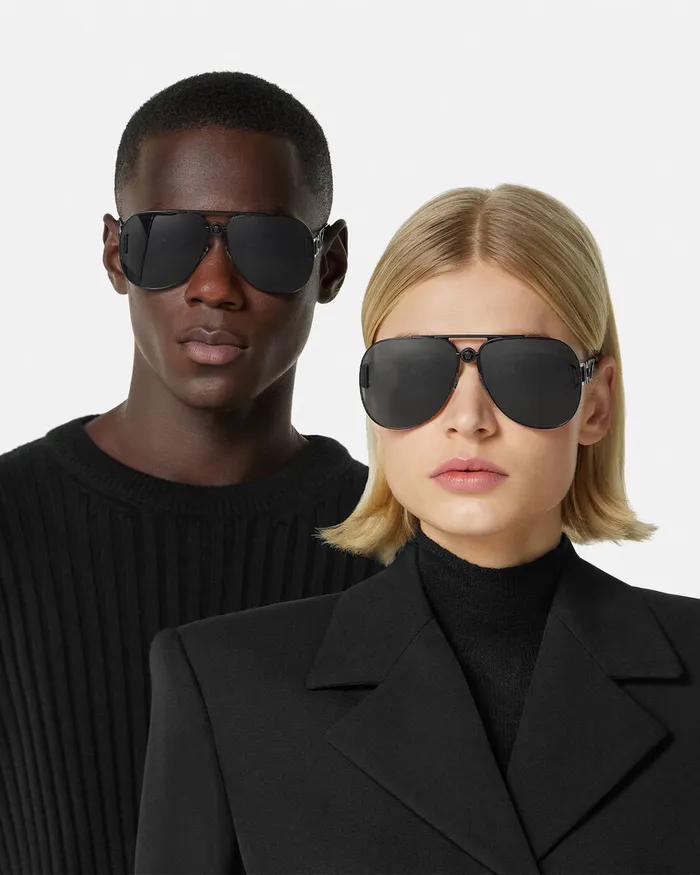 Versace Medusa 03995 Pilot Sunglasses Black WomenMen Sunglasses