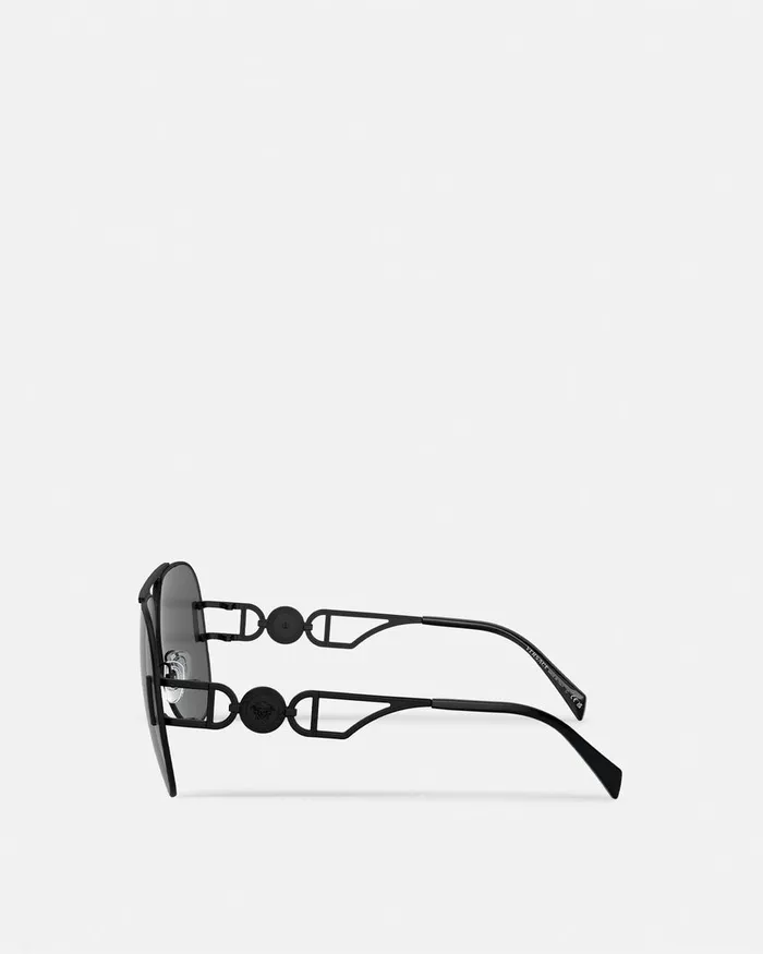 Versace Medusa 03995 Pilot Sunglasses Black WomenMen Sunglasses