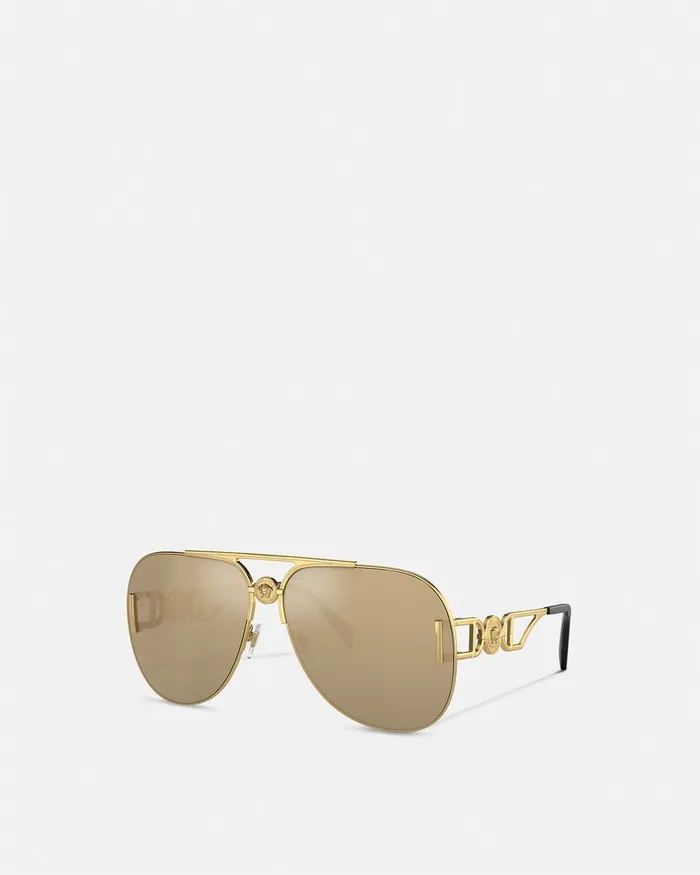 Versace Medusa 03995 Pilot Sunglasses Gold WomenMen Sunglasses