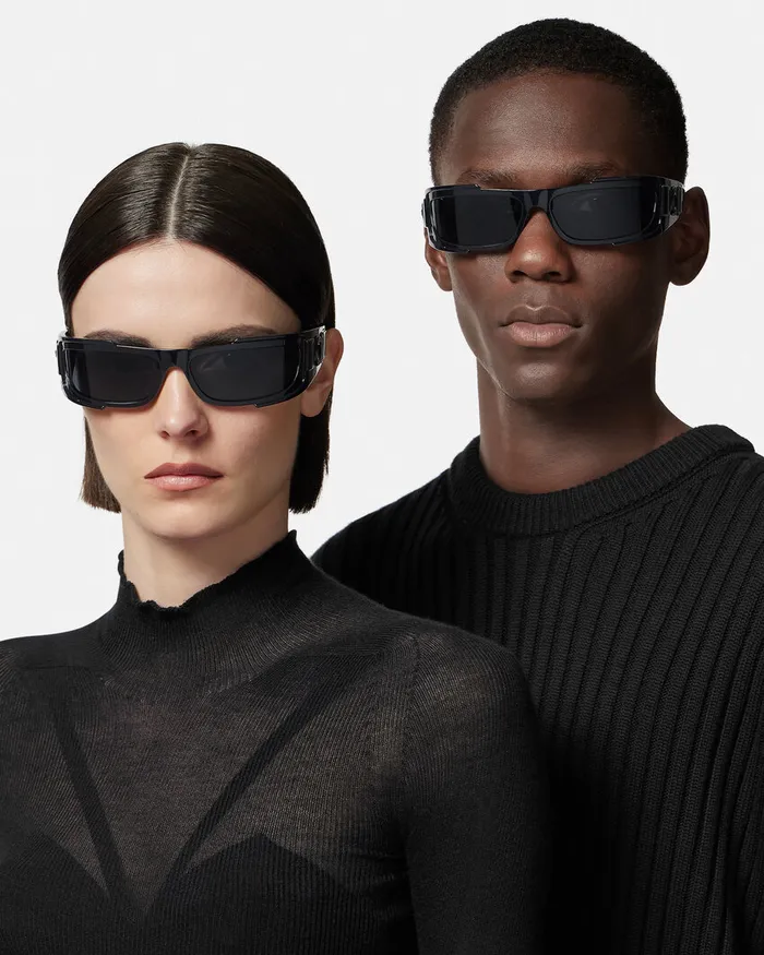 Versace Medusa Biggie Wrap Sunglasses Black WomenMen Sunglasses