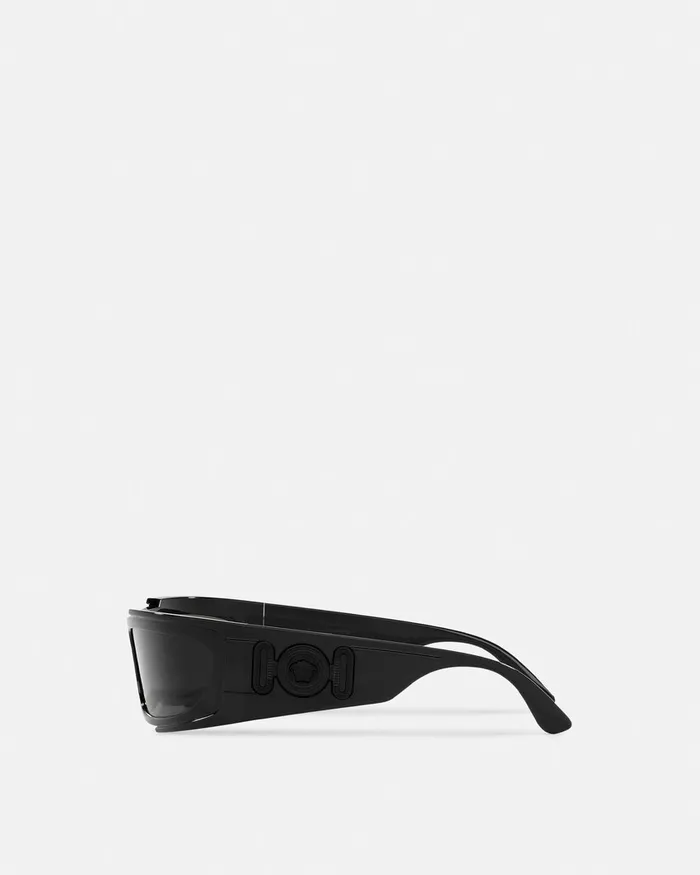 Versace Medusa Biggie Wrap Sunglasses Black WomenMen Sunglasses