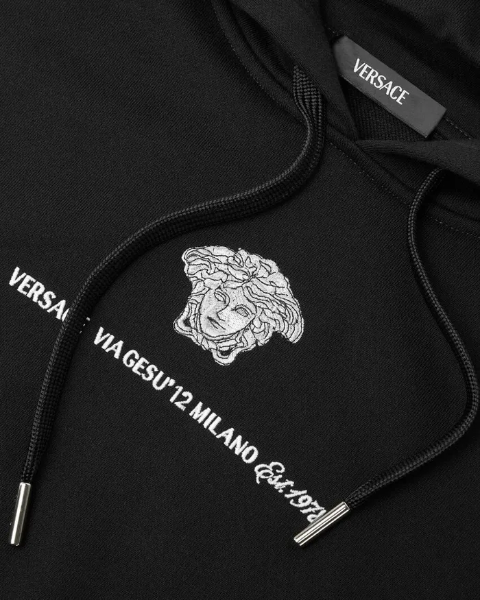 Versace Medusa Milano Hoodie Black Men Sweatshirts