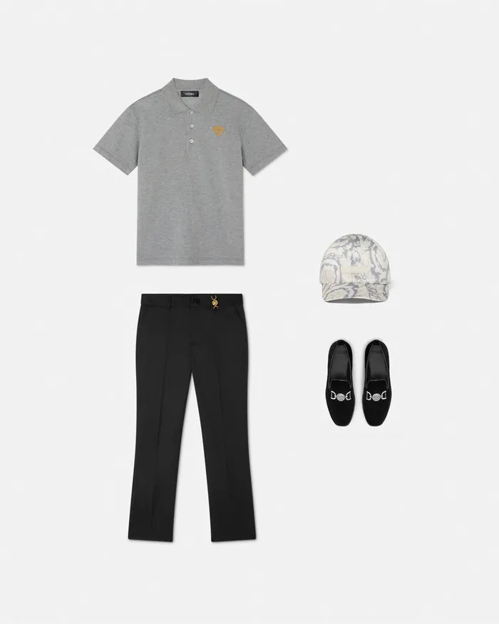 Versace Medusa Polo Shirt Gray Kids Tshirts and Polos