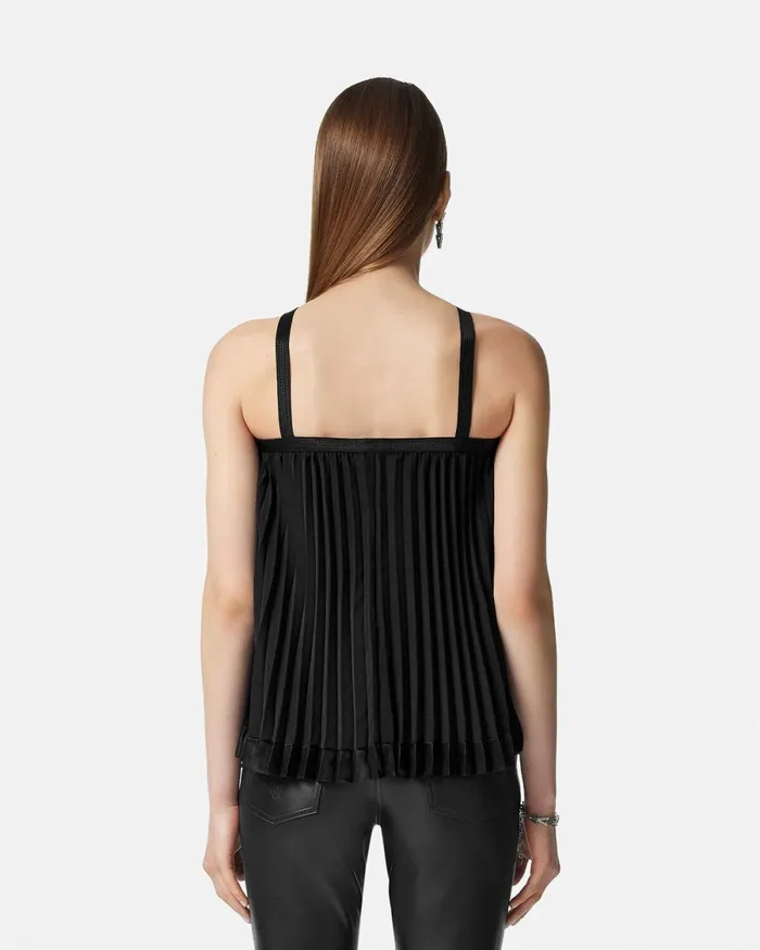 Versace Pleated Halterneck Top Black Women Shirts and Tops