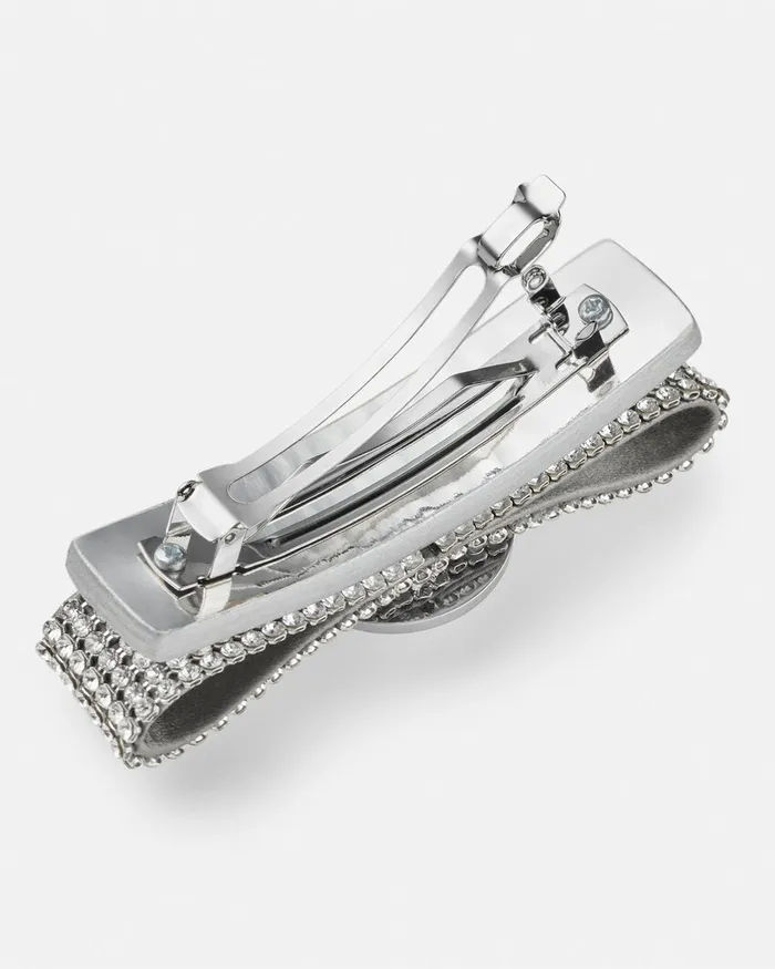 Versace Right Metal Mesh Gianni Ribbon Hair Clip Silver Women Hair Accessories