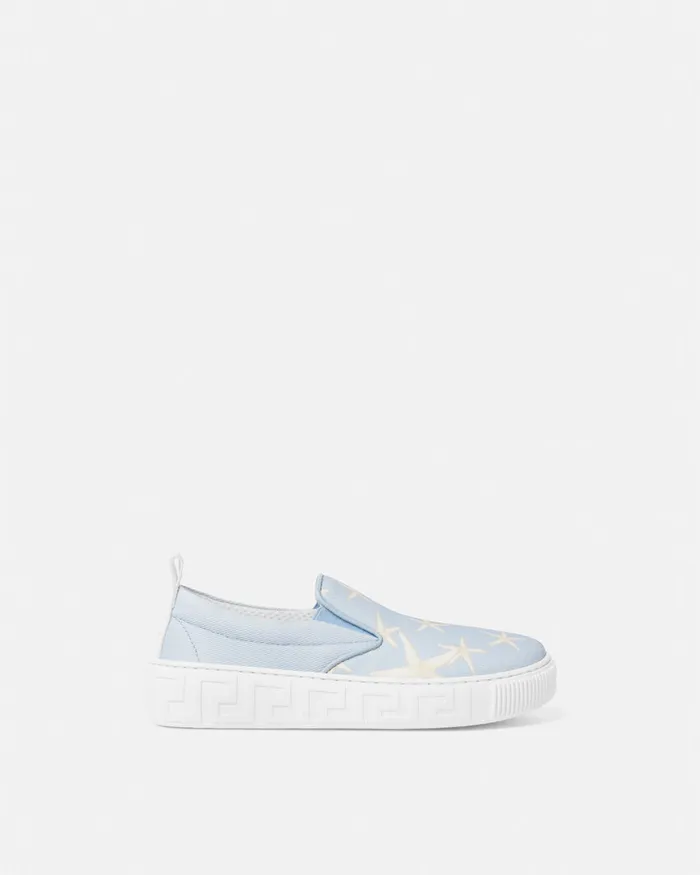 Versace Stella Marina SlipOn Sneakers Light Blue Kids Shoes