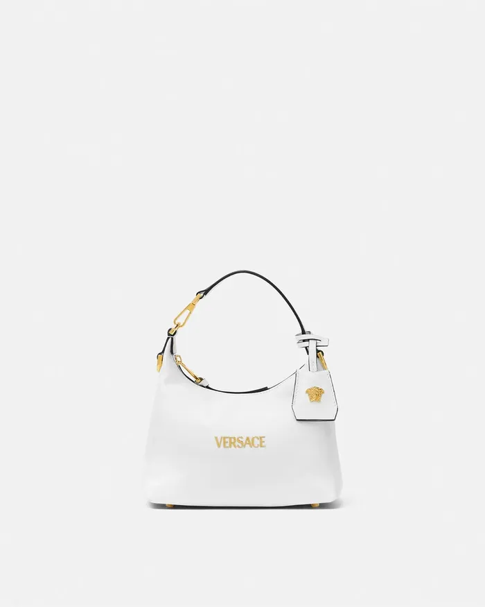 Versace Tag Hobo Handbag White Women Top Handle