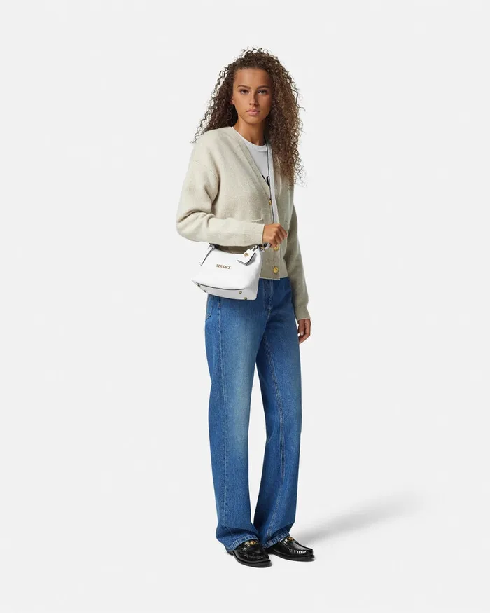 Versace Tag Hobo Handbag White Women Top Handle