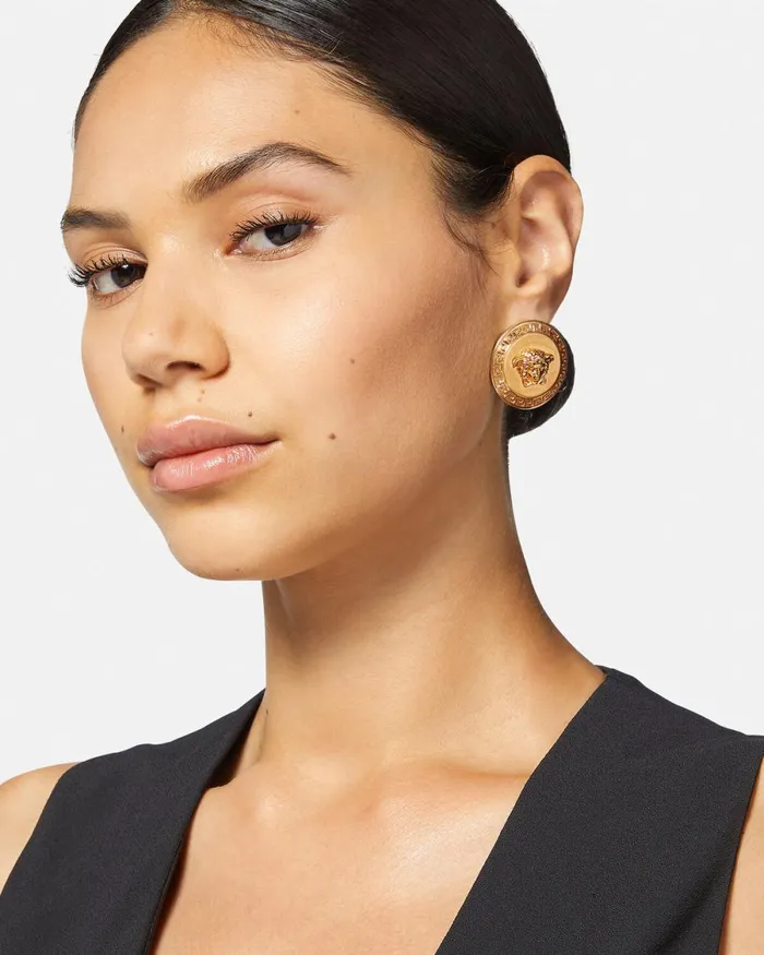Versace Tribute Medusa Stud Earrings Gold Women Earrings