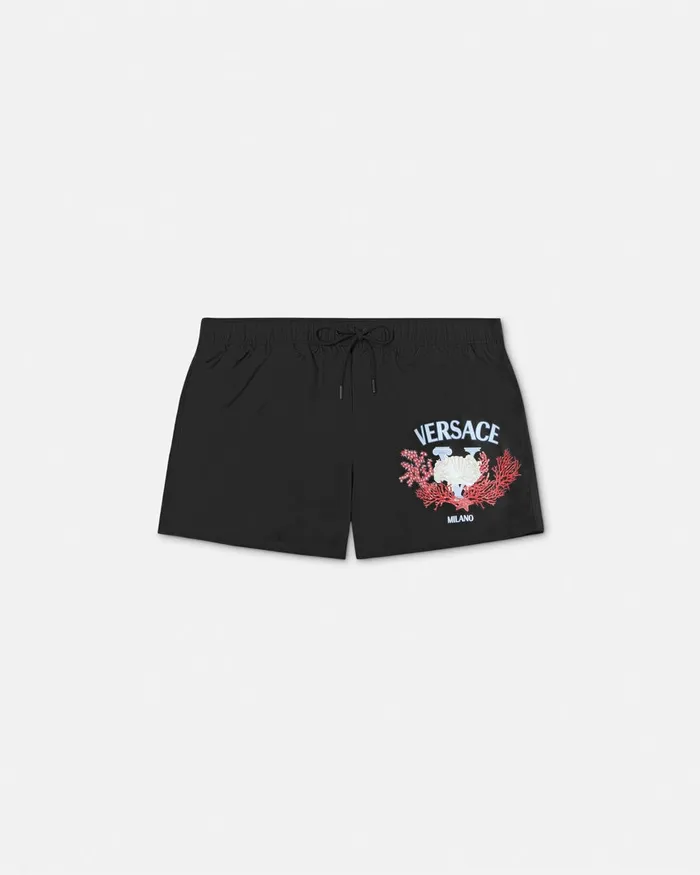 Versace University Coral Swim Shorts Black Men Swimwear