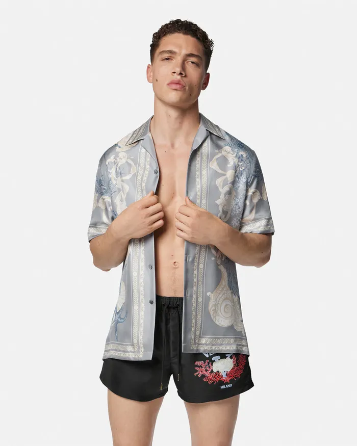 Versace University Coral Swim Shorts Black Men Swimwear