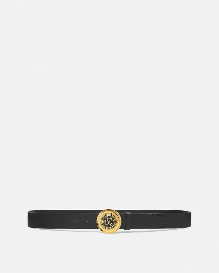 Versace VEmblem Round Belt Blackgold Men Jeans Couture