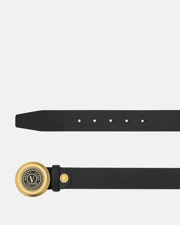 Versace VEmblem Round Belt Blackgold Men Jeans Couture