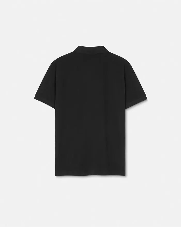 Versace VEmblem Zip Polo Shirt Blackprint Men Jeans Couture