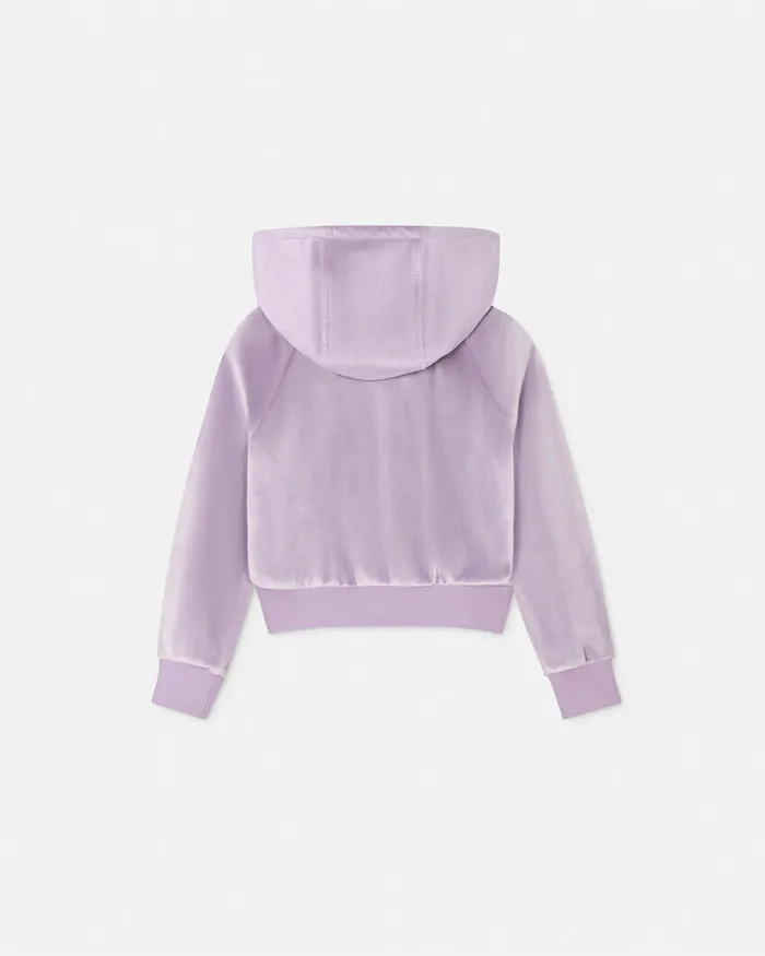 Versace Velvet Zip Hoodie Lilac Kids Knitwear and Sweatshirts