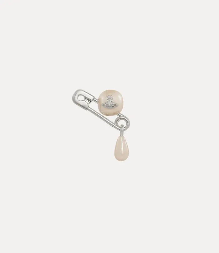 Vivienne Westwood Earrings WomenMen Man Claude Single Stud Earrings Platinum Creamrose Pearl