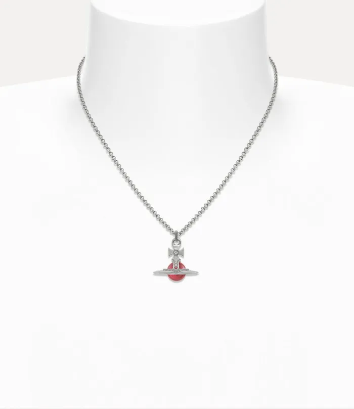 Vivienne Westwood Necklaces MenWomen New Tiny Orb Pendant Necklace Platinumindian Pink Czpadparadschalight
