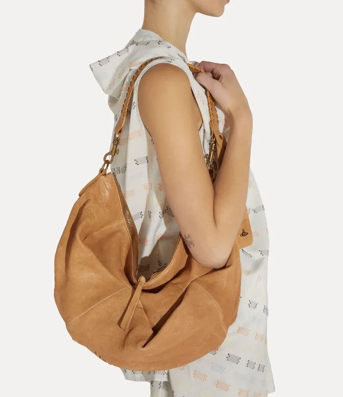 Vivienne Westwood Tote Bags MenWomen Medium Agnes Shoulder Bag Camel
