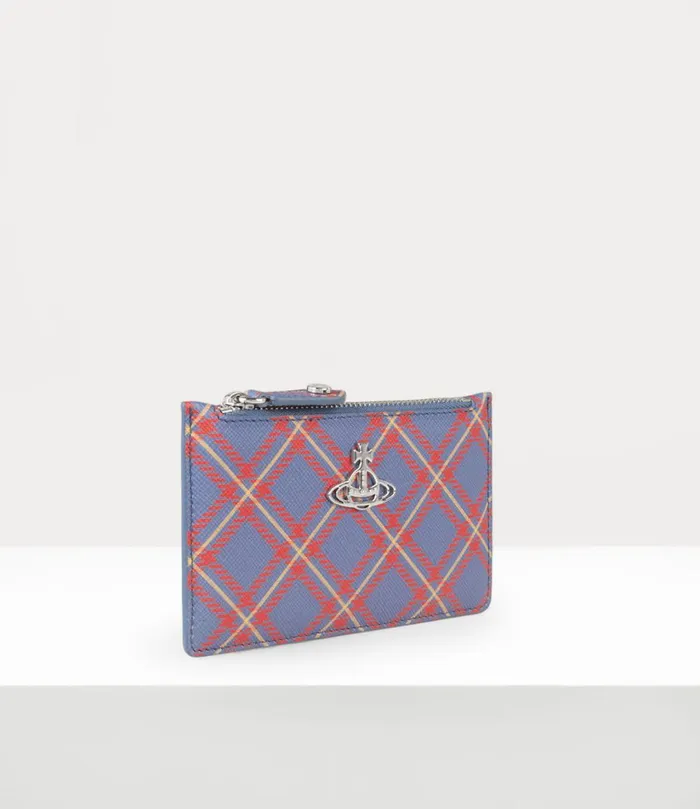 Vivienne Westwood Wallets And Purses WomenMen Slim Long Card Holder Blueorange Tartan