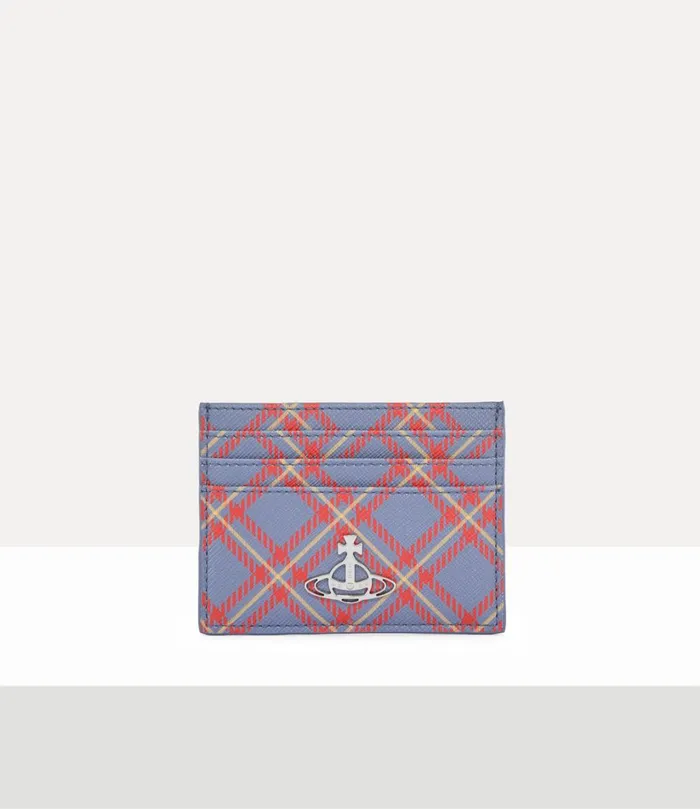 Vivienne Westwood Wallets MenWomen Flat Card Holder Blueorange Tartan