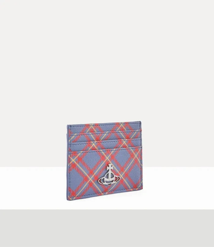 Vivienne Westwood Wallets MenWomen Flat Card Holder Blueorange Tartan