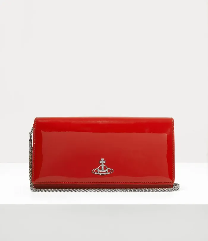Vivienne Westwood Wallets MenWomen Long Wallet With Long Chain Red