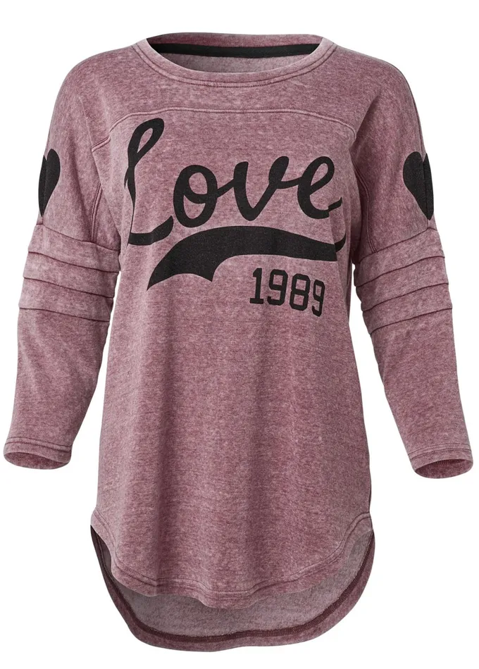 WASHED LOVE GRAPHIC TOP Burgundy Women VENUS Sweatshirts and Hoodies