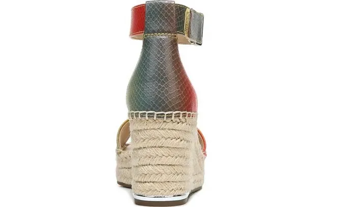 Wedges Women Franco Sarto Franco Clemens Espadrille Wedge Sandal Multi Snake Print Faux Leather