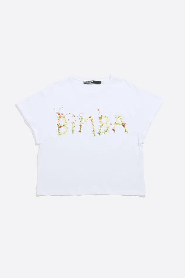 White Boxy Logo Tshirt White Women Bimba Y Lola TShirts White Boxy Logo Tshirt White Women Bimba Y Lola TShirts