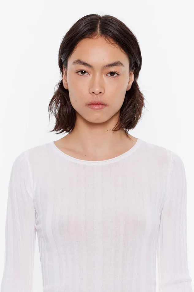 White Fitted Sweater White Women Bimba Y Lola Knitwear White Fitted Sweater White Women Bimba Y Lola Knitwear