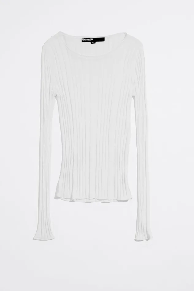 White Fitted Sweater White Women Bimba Y Lola Knitwear White Fitted Sweater White Women Bimba Y Lola Knitwear