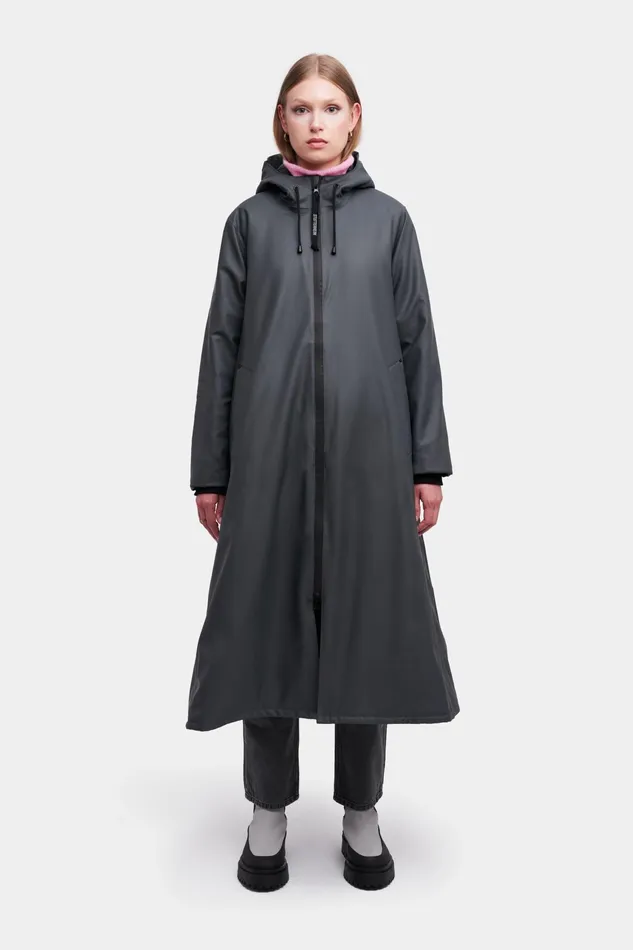 Winter Coats Women Stutterheim Mosebacke Long Winter Jacket Charcoal