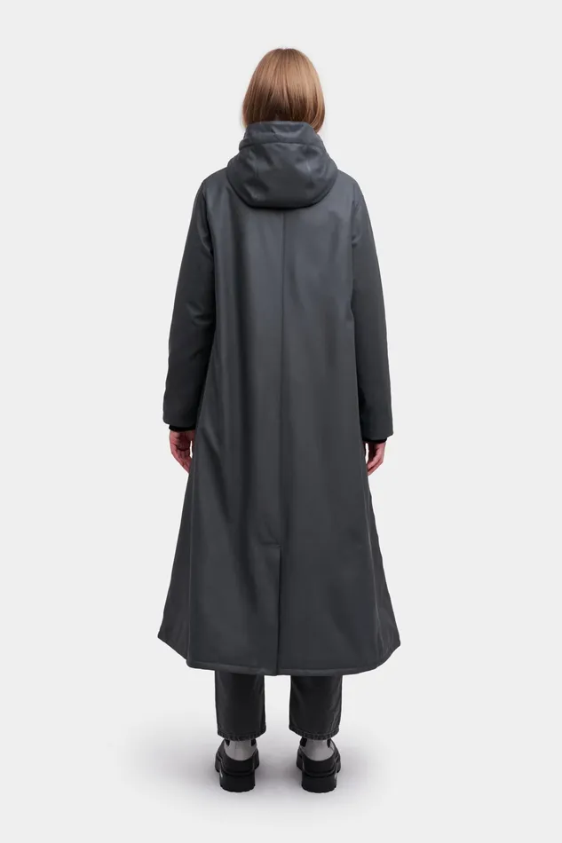 Winter Coats Women Stutterheim Mosebacke Long Winter Jacket Charcoal